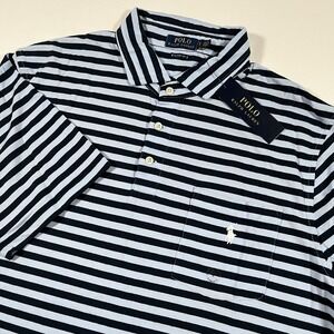 Polo Ralph Lauren Shirt Mens Large Blue Stripe Classic Fit Pocket Preppy Casual